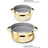 Caraway Small & Large Steamer Set – Made with Handles – Non Stick, Non Toxic Coating – Steam Veggies, Seafood, and More – Compatible With Our Dutch Oven or Sauce Pan – 3qt & 6.5qt – Gold