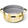 Caraway Steamer – Stainless Steel Steamer with Handles – Non Stick, Non Toxic Coating – Steam Veggies, Seafood, and More – Compatible With Our Dutch Oven or Sauce Pan – Small, 3qt – Gold(Gold)