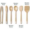 Caraway Wooden Utensil Set – 5 Piece Cooking Utensil Set – Spoon, Server, Scraper, Spatula, & Tongs – Made From FSC-Certified Birch Wood – No Microplastics