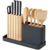 Caraway 14-Piece Kitchen Prep Set – Kitchen Knife Set & Wooden Utensil Set – Made With Premium German Steel Blades & FSC-Certified Birch Wood – Non-Toxic Materials – Includes Organizer – Cream(Charcoal)