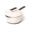 Caraway 1.8 qt Enameled Cast Iron Sauce Pan with Lid – Cast Iron Pot for Sauces, Grains & Reductions – Safe For Stovetop & Oven – Durable, Non-Toxic & Easy to Clean – Midnight Blue(Cream)