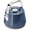 Caraway 2 Quart Whistling Tea Kettle – Durable Stainless Steel Tea Pot – Fast Boiling, Stovetop Agnostic – Non-Toxic, PTFE & PFOA Free – Includes Pot Holder – Cream(Navy)