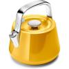 Caraway 2 Quart Whistling Tea Kettle – Durable Stainless Steel Tea Pot – Fast Boiling, Stovetop Agnostic – Non-Toxic, PTFE & PFOA Free – Includes Pot Holder – Cream(Marigold)