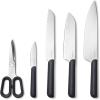 Caraway 5 Piece Knife Set – Premium German Steel Blade Kitchen Knives – Ergonomic Handles – No Microplastics – Cream(Charcoal)
