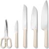 Caraway 5 Piece Knife Set – Premium German Steel Blade Kitchen Knives – Ergonomic Handles – No Microplastics – Cream(Cream)