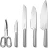 Caraway 5 Piece Knife Set – Premium German Steel Blade Kitchen Knives – Ergonomic Handles – No Microplastics – Cream(Gray)