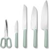 Caraway 5 Piece Knife Set – Premium German Steel Blade Kitchen Knives – Ergonomic Handles – No Microplastics – Cream(Mist)