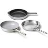 Caraway Fry Pan Sampler Bundle – 10.5″ Non-Stick Ceramic Frying Pan, 10.5″ Stainless Steel Fry Pan, 10.5″ Enameled Cast Iron Skillet – Non Toxic, Oven Safe – Gray(Gray)