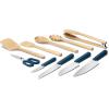 Caraway Kitchen Knife Set & Wooden Utensil Set – Made With Premium German Steel Blades & FSC-Certified Birch Wood – Non-Toxic Materials – Cream(Navy)