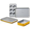 Caraway Mini Bakeware Set – Naturally Non-Stick, Non-Toxic Ceramic Coating – Compact Baking Pans Set for Small Kitchens & Ovens – Includes Baking Sheets, Muffin Pan, Cooling Rack & Storage – Gray(Marigold)