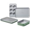 Caraway Mini Bakeware Set – Naturally Non-Stick, Non-Toxic Ceramic Coating – Compact Baking Pans Set for Small Kitchens & Ovens – Includes Baking Sheets, Muffin Pan, Cooling Rack & Storage – Gray(Sage)