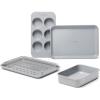 Caraway Mini Bakeware Set – Naturally Non-Stick, Non-Toxic Ceramic Coating – Compact Baking Pans Set for Small Kitchens & Ovens – Includes Baking Sheets, Muffin Pan, Cooling Rack & Storage – Gray(Gray)