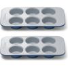 Caraway Non-Stick Ceramic 12-Cup Muffin Pan – Naturally Slick Ceramic Coating – Non-Toxic, PTFE & PFOA Free – Perfect for Cupcakes, Muffins, and More – Cream(Navy)