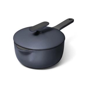 Caraway 1.8 qt Enameled Cast Iron Sauce Pan with Lid – Cast Iron Pot for Sauces, Grains & Reductions – Safe For Stovetop & Oven – Durable, Non-Toxic & Easy to Clean – Midnight Blue(Midnight Blue)