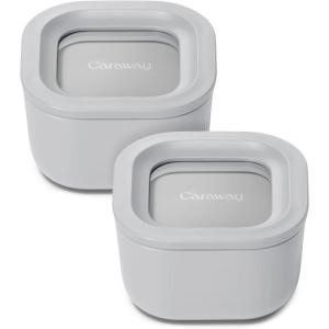 Caraway 6pc Glass Food Storage Set – 6.6 Cup Food Containers (6) – Ceramic Coated – Non Toxic, Non Stick with Lids – Microwave Safe – Perracotta(Gray)