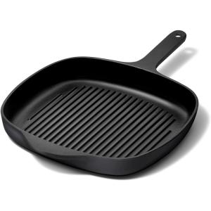 Caraway Enameled Cast Iron Grill Pan – 10.5” Grill Pan for Stovetop Cooking – 3 Layer Enamel Coating – No Seasoning Required – Compatible With All Stovetops – Free From Forever Chemicals – Cream(Charcoal)