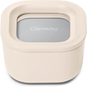Caraway Glass Food Storage – 10 Cup Glass Container – Ceramic Coated Food Container – Non Stick Lunch Box with Lids – Dishwasher, Oven, & Microwave Safe – Square Shape – Mist(Cream)