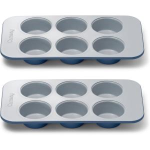 Caraway Non-Stick Ceramic 12-Cup Muffin Pan – Naturally Slick Ceramic Coating – Non-Toxic, PTFE & PFOA Free – Perfect for Cupcakes, Muffins, and More – Cream(Navy)
