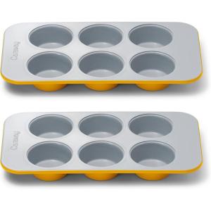 Caraway Non-Stick Ceramic 12-Cup Muffin Pan – Naturally Slick Ceramic Coating – Non-Toxic, PTFE & PFOA Free – Perfect for Cupcakes, Muffins, and More – Cream(Marigold)