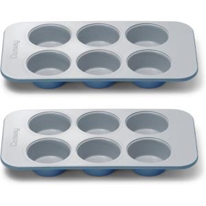 Caraway Non-Stick Ceramic 12-Cup Muffin Pan – Naturally Slick Ceramic Coating – Non-Toxic, PTFE & PFOA Free – Perfect for Cupcakes, Muffins, and More – Cream(Slate)