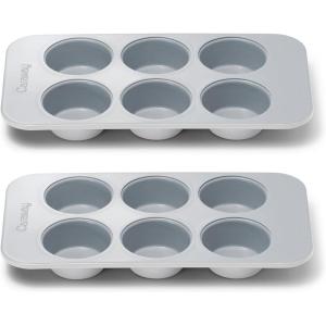 Caraway Non-Stick Ceramic 12-Cup Muffin Pan – Naturally Slick Ceramic Coating – Non-Toxic, PTFE & PFOA Free – Perfect for Cupcakes, Muffins, and More – Cream(Gray)