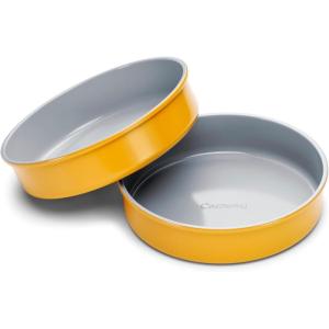 Caraway Non-Stick Ceramic 9” Circle Pan – Naturally Slick Ceramic Coating – Non-Toxic, PTFE & PFOA Free – Perfect for Birthday Cakes, Tartes, & More – Sage(Marigold)