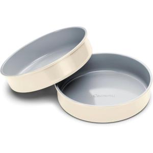 Caraway Non-Stick Ceramic 9” Circle Pan – Naturally Slick Ceramic Coating – Non-Toxic, PTFE & PFOA Free – Perfect for Birthday Cakes, Tartes, & More – Sage(Cream)