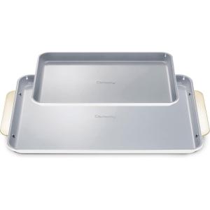 Caraway Non-Stick Ceramic Baking Sheet Duo – Naturally Slick Ceramic Coating – Non-Toxic, PTFE & PFOA Free – 18 x 13″ Large & 15 x 10″ Medium – Cream(White)
