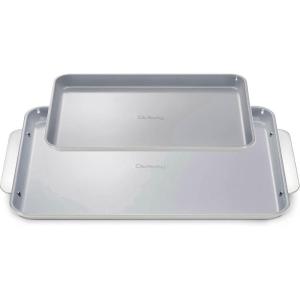 Caraway Non-Stick Ceramic Baking Sheet Duo – Naturally Slick Ceramic Coating – Non-Toxic, PTFE & PFOA Free – 18 x 13″ Large & 15 x 10″ Medium – Cream(Gray)
