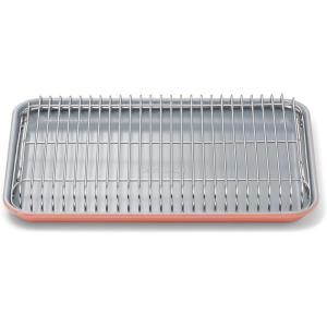 Caraway Non-Stick Ceramic Baking Sheet & Cooling Rack – Ceramic Coated – Non-Toxic, PTFE & PFOA Free – Perfect for Baking, Roasting, and More – Large (18″ x 13″) – Cream(Perracotta)