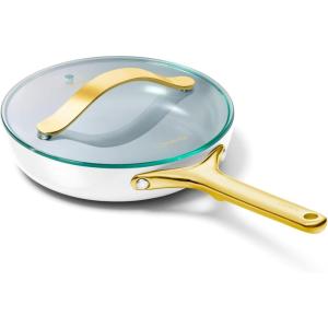 Caraway Nonstick Ceramic Mini Fry Pan With Glass Lid (1.05 qt, 8″) – Non Toxic, PTFE & PFOA Free – Oven Safe & Compatible with All Stovetops (Gas, Electric & Induction) – Cream(White)