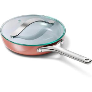 Caraway Nonstick Ceramic Mini Fry Pan With Glass Lid (1.05 qt, 8″) – Non Toxic, PTFE & PFOA Free – Oven Safe & Compatible with All Stovetops (Gas, Electric & Induction) – Cream(Perracotta)