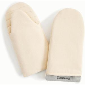 Caraway Oven Mitts – 100% Organic Cotton Oven Mitt – Double-Layer & Stain-Resistant Stitching – Safe Handling of Hot Kitchenware – Set of 2 – Cream(Cream)