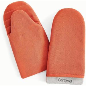 Caraway Oven Mitts – 100% Organic Cotton Oven Mitt – Double-Layer & Stain-Resistant Stitching – Safe Handling of Hot Kitchenware – Set of 2 – Cream(Perracotta)