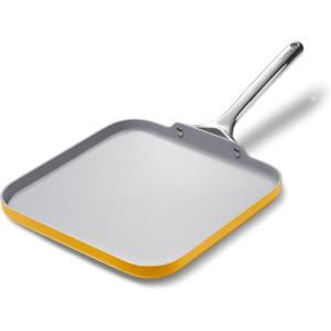 Caraway Square Griddle Pan – 11” Square Pan – Non-Stick Ceramic Coated – Non Toxic, PTFE & PFOA Free – Oven Safe & Compatible with All Stovetops – Marigold(Marigold)