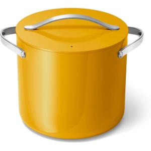 Caraway Stock Pot – 12 Qt Ceramic Coated Pot With Lid – Fee From Forever Chemicals – Large Pot for Bigger Batches – Black(Marigold)