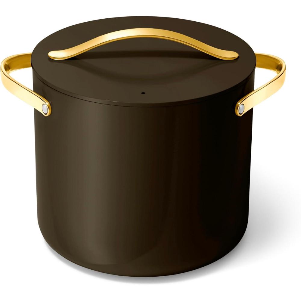 imageCaraway Stock Pot  12 Qt Ceramic Coated With Lid  Free From Forever Chemicals  Large for Bigger Batches  NavyBlack