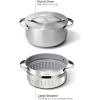 Caraway Stainless Steel Dutch Oven (6.5 Qt) & Steamer – 5-Ply Stainless Steel – Oven Safe & Stovetop Agnostic – Non Toxic, PTFE & PFOA Free