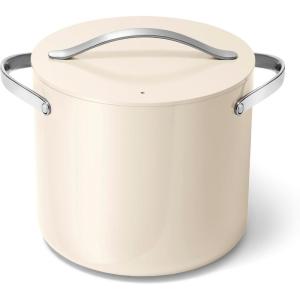 Caraway Stock Pot – 12 Qt Ceramic Coated With Lid – Free From Forever Chemicals – Large for Bigger Batches – Navy(Cream)