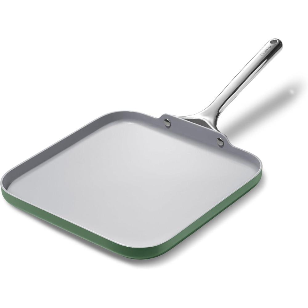 imageCaraway Square Griddle Pan  11 Square Pan  NonStick Ceramic Coated  Non Toxic PTFE ampamp PFOA Free  Oven Safe ampamp Compatible with All Stovetops  CreamSage
