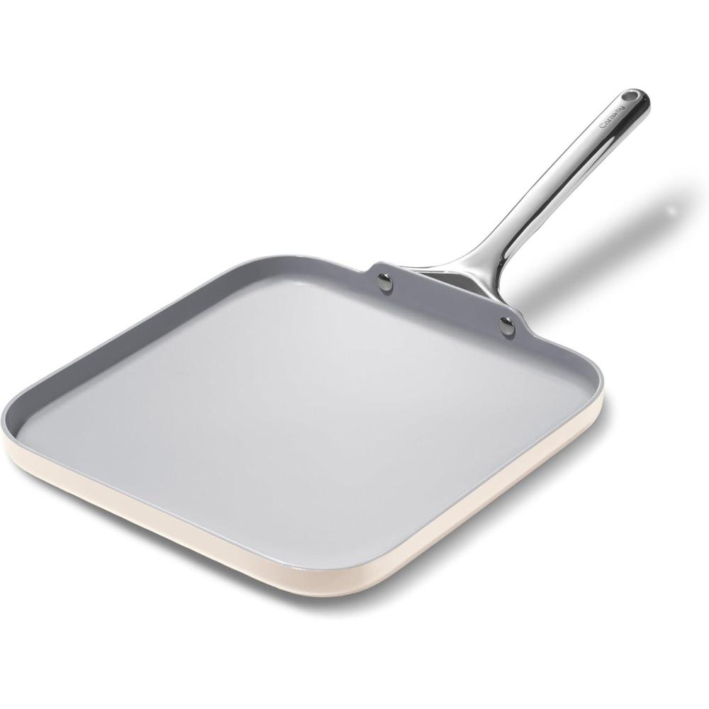 imageCaraway Square Griddle Pan  11 Square Pan  NonStick Ceramic Coated  Non Toxic PTFE ampamp PFOA Free  Oven Safe ampamp Compatible with All Stovetops  CreamCream