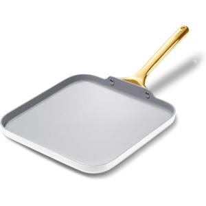 Caraway Square Griddle Pan – 11” Square Pan – Non-Stick Ceramic Coated – Non Toxic, PTFE & PFOA Free – Oven Safe & Compatible with All Stovetops – Cream(White)