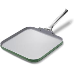 Caraway Square Griddle Pan – 11” Square Pan – Non-Stick Ceramic Coated – Non Toxic, PTFE & PFOA Free – Oven Safe & Compatible with All Stovetops – Cream(Sage)