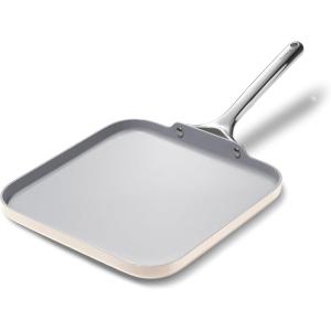 Caraway Square Griddle Pan – 11” Square Pan – Non-Stick Ceramic Coated – Non Toxic, PTFE & PFOA Free – Oven Safe & Compatible with All Stovetops – Cream(Cream)