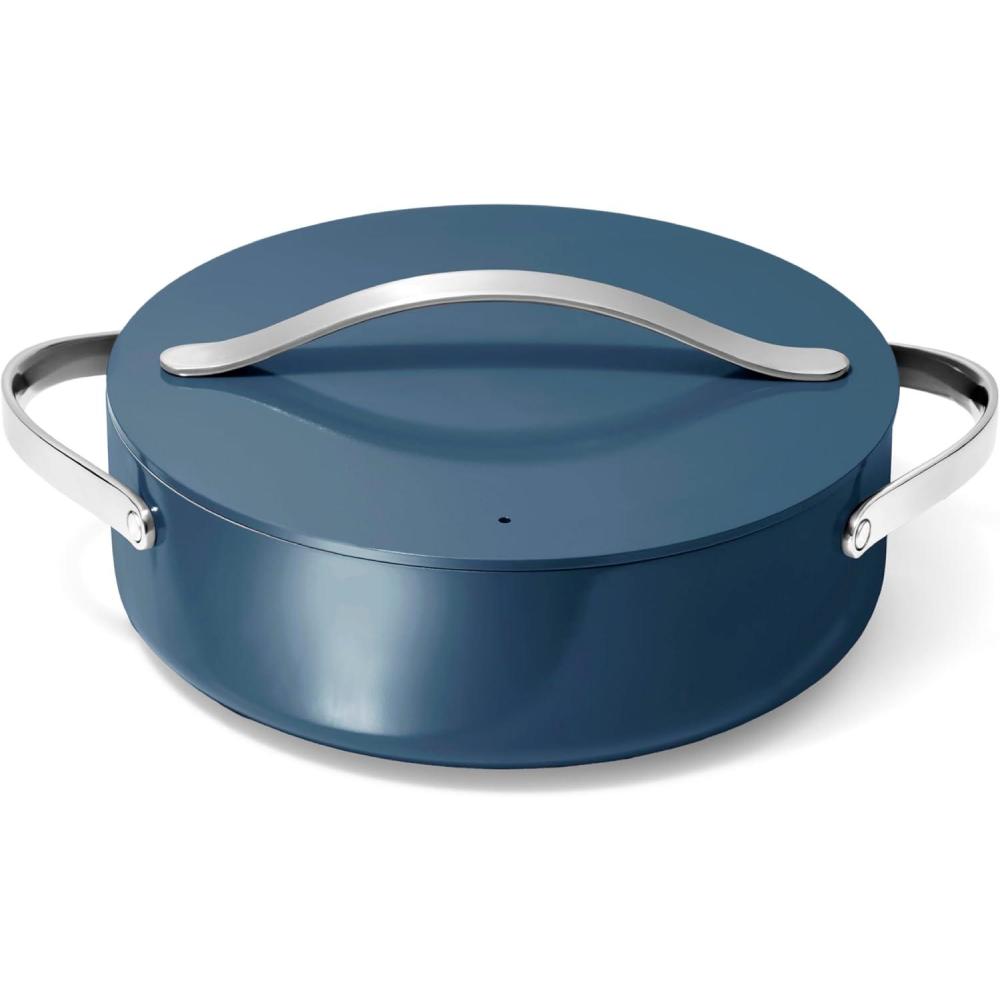 imageCaraway Rondeau  6 Qt NonStick Pan with Lid  Free From Forever Chemicals  Perfect for Searing Braising amp Roasting  SageNavy