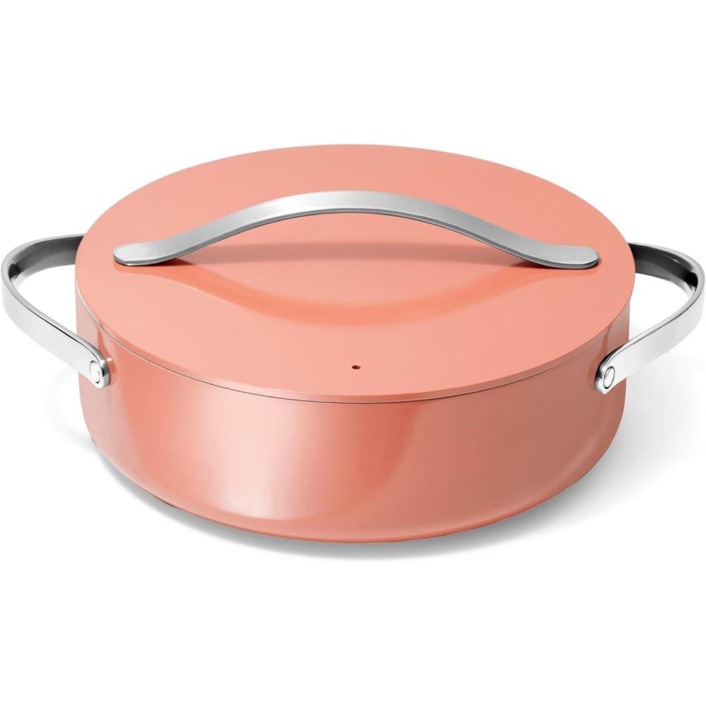 imageCaraway Rondeau  6 Qt NonStick Pan with Lid  Free From Forever Chemicals  Perfect for Searing Braising amp Roasting  SagePerracotta