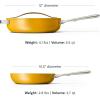 Caraway Fry Pan and Sauté Pan Duo – 10.5” Ceramic Frying Pan and 11.8” Deep Sauté Pan with Lid – Non Stick, Non Toxic, Oven Safe – Cream(Marigold)
