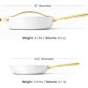 Caraway Fry Pan and Sauté Pan Duo – 10.5” Ceramic Frying Pan and 11.8” Deep Sauté Pan with Lid – Non Stick, Non Toxic, Oven Safe – Cream(White)