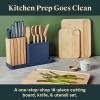 Caraway Kitchen Prep & Cutting Board Set – Kitchen Knife Set & Wooden Utensil Set & 3 Wood Cutting Boards – Non-Toxic Materials – Includes Organizers – Cream(Cream)