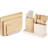 Caraway Kitchen Prep & Cutting Board Set – Kitchen Knife Set & Wooden Utensil Set & 3 Wood Cutting Boards – Non-Toxic Materials – Includes Organizers – Cream(Cream)